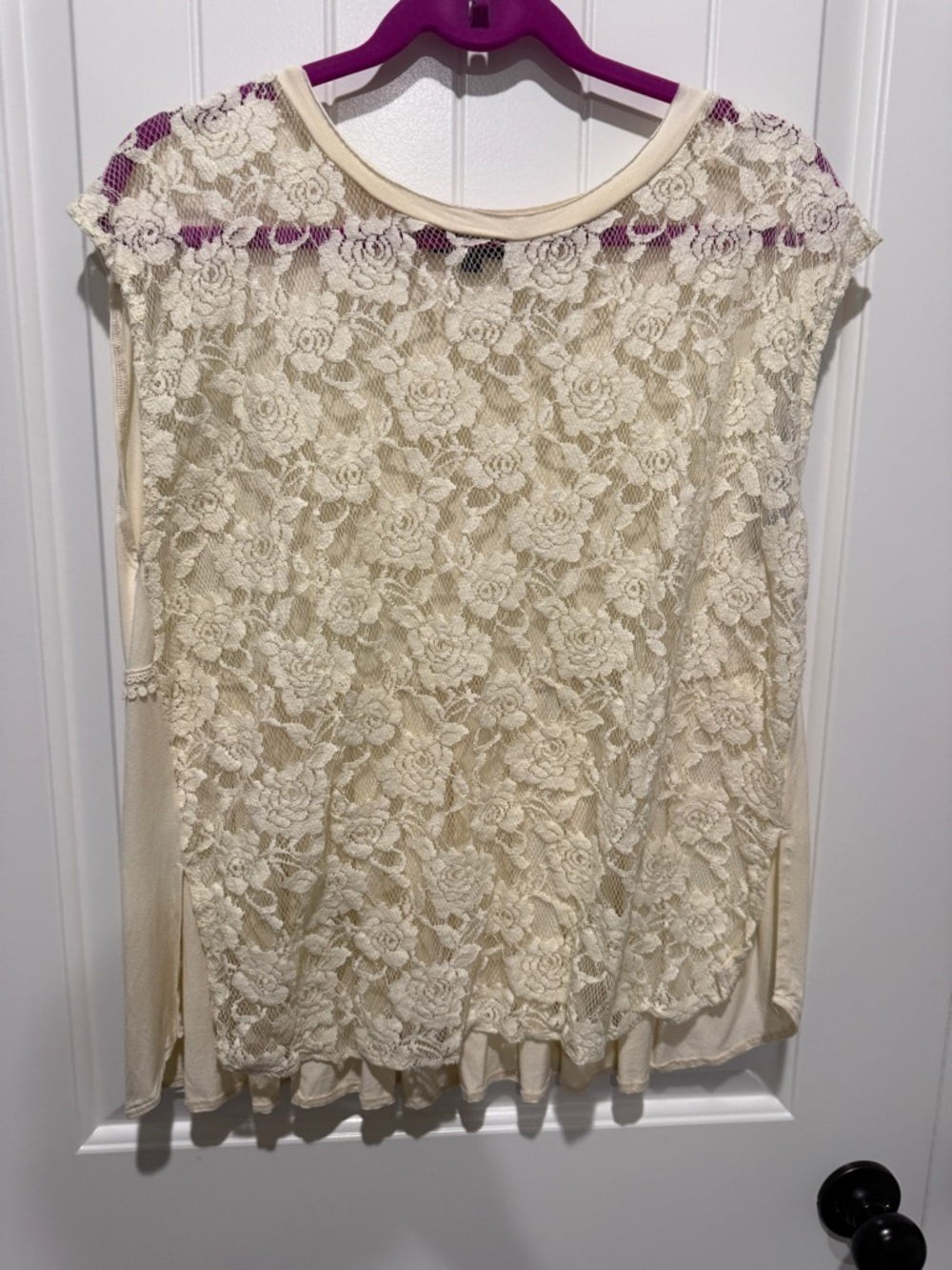 POL Lace Front Blouse in Cream - Picture 3 of 7